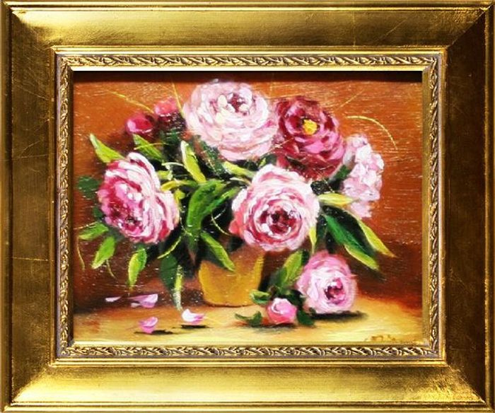 Rosen Blumen Ölgemälde Bild Gemälde Ölbilder Ölbild Bilderrahmen Rahmen G04341