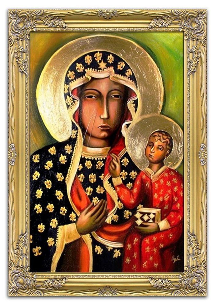 Religion Ikone Maria Handarbeit Ölbild Bild Ölbilder Rahmen Bilder G05359