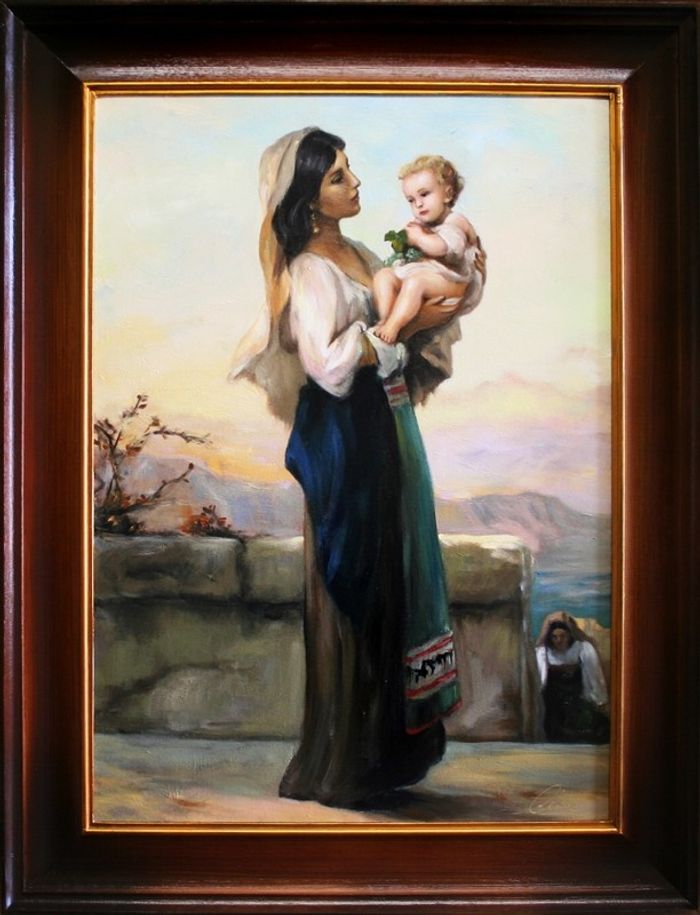 Religion Maria Handarbeit Ölbild Bild Ölbilder Rahmen Bilder G06286