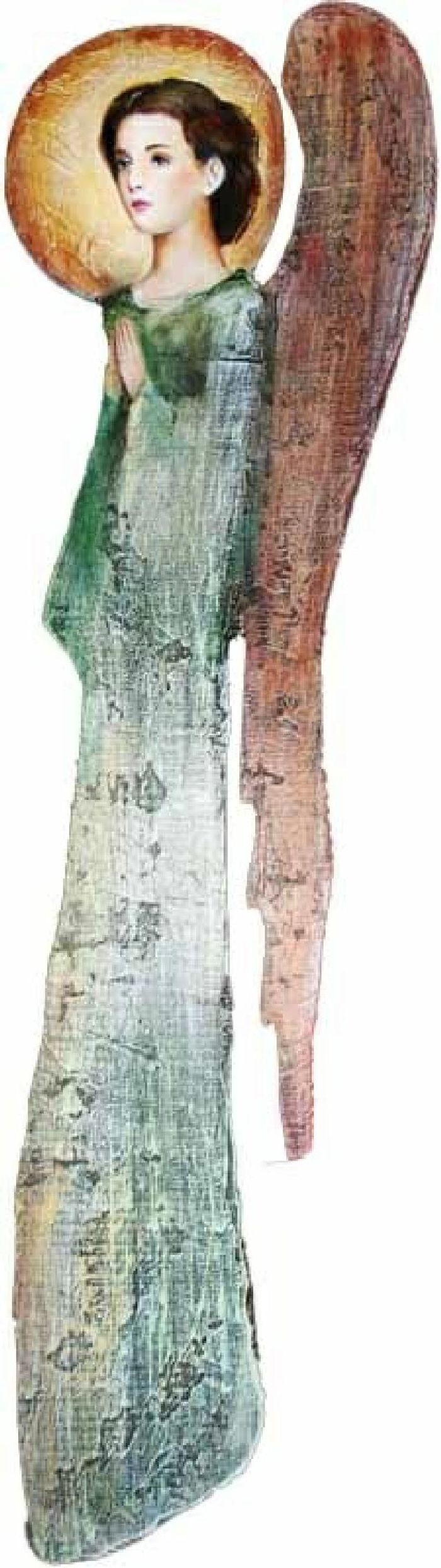 Wand Statue mit Öl bemalt Engel Figur Echte Wandbild Bild Bilder Ölbilder-G06306