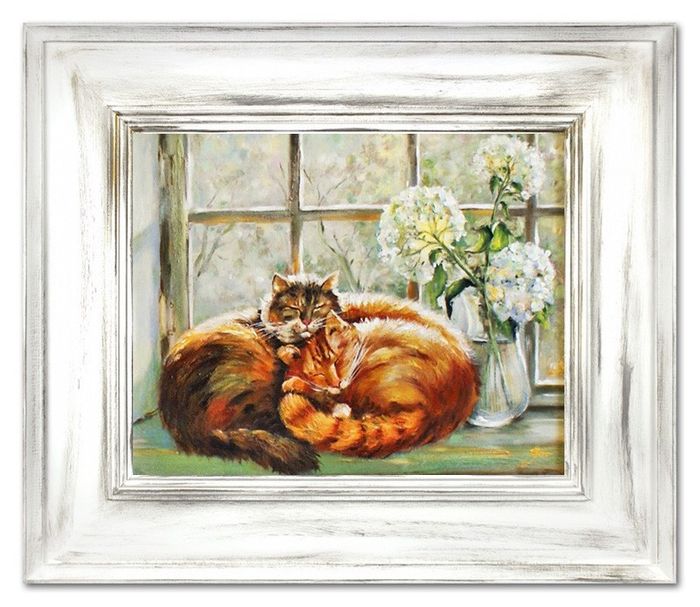 Ölbild Ölbilder Gemälde Bilder Bild Handgemalt Öl mit Rahmen Katze Kunst G15936