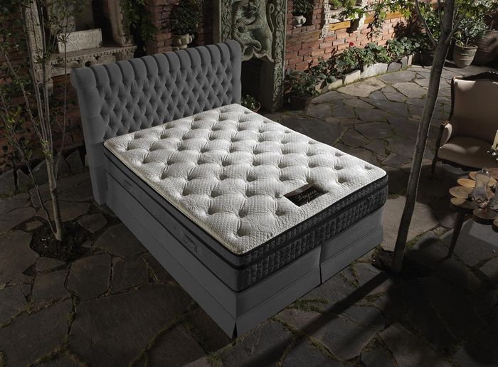 Doppelbett Samt Betten Bett Polster Schlafzimmer Ehe Boxspring inkl. Matratze