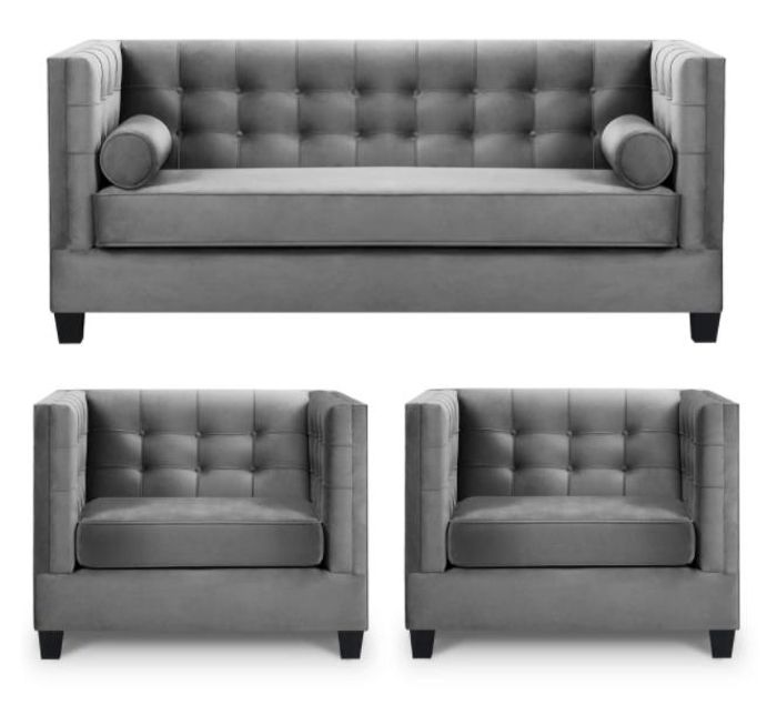 Sofagarnitur Schlafsofa Grau Sessel Kreative Möbel Textil Stoff Wohnzimmer Neu
