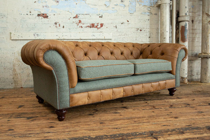 Design Sofa 3 Sitzer Couch Polster Sofas Stoff Wohnzimmer Braun Textil Couchen