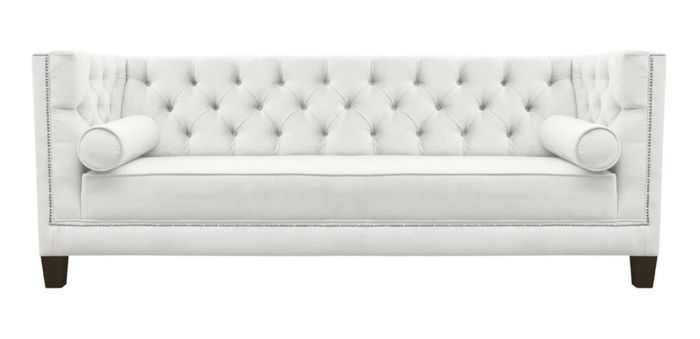 Dreisitzer Stoff Wohnzimmer weiß Couchen Polster Sofa Sofas Chesterfield couch