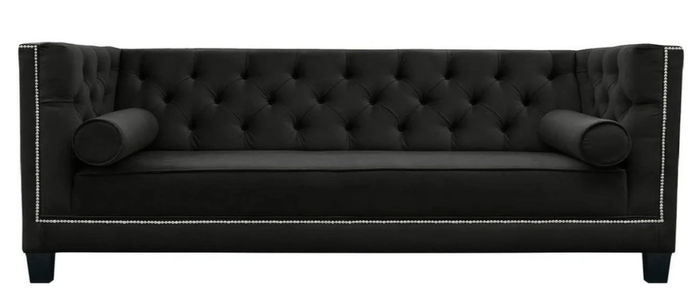Chesterfield 4 sitzer Sofa Luxus Design Textil Stoff Couchen Schwarze Sofas