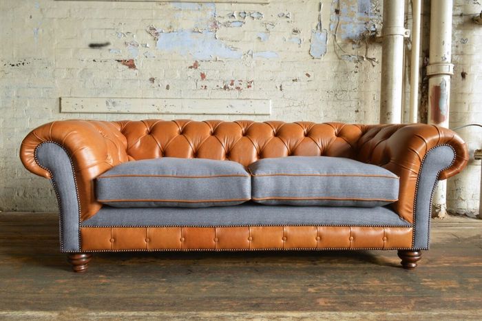 Chesterfield Textil Sofa Stoff Couch big xxl couchen Sitz Polster Leder sofas
