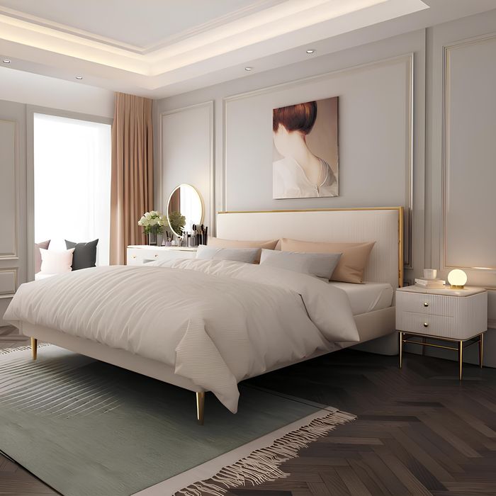 Bett 2x Nachttisch 3 tlg Schlafzimmer Set Möbel Modern Luxus Betten Klassisch