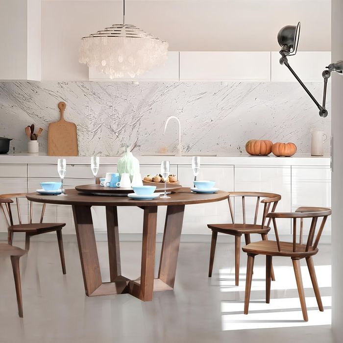 Italienische Holz Möbel Tisch 4 Lehn Stühle Stuhl Tische Sitz Polster Garnitur