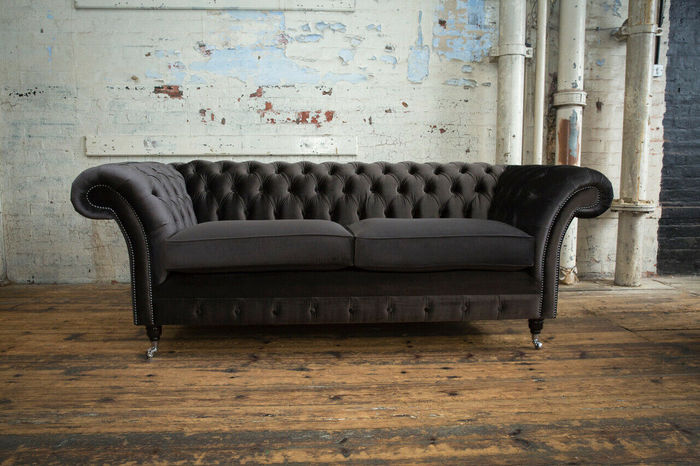 Chesterfield Sofa 3 Sitzer Stoff Couch Polster Sitz Sofas Textil Dreisitzer Neu