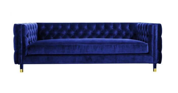 Blaue Sofa Chesterfield Big 4 sitzer Neu Textil Stoff Couchen Möbel 230cm Neu