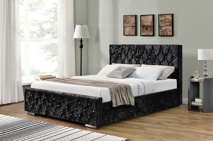 Chesterfield Bett Design Schlafzimmer Englisches Betten 140x200cm Textil Polster