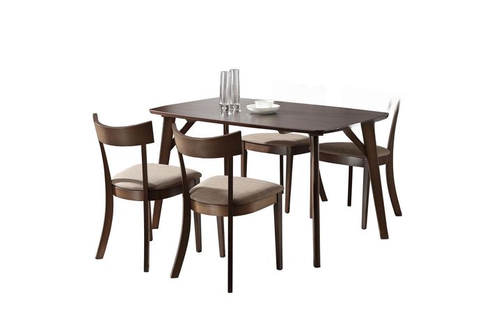 Ess Tisch Garnitur Designer Tische + 4x Stuhl Set Echt Holz Komplett Set Wohn