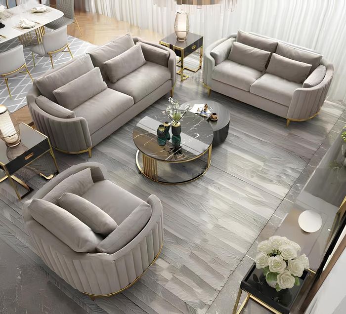 Dreisitzer Couch Polster Design Sofa 3er Sitz Sofas Zimmer Grau Chesterfield Neu