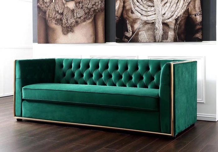 Dreisitzer Couch Polster Design Sofa 3er Sitz Sofas Zimmer Grau Neu Chesterfield