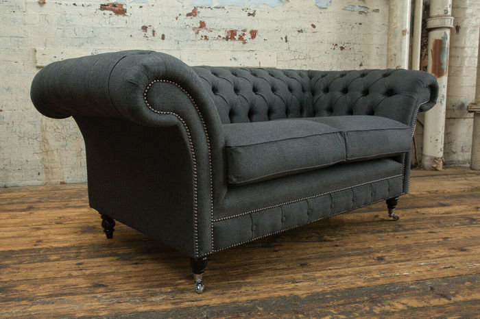 Chesterfield England Sofa Polster Günstige Preise Webstoff Microfaser Stoff Neu