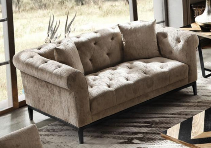Chesterfield Sofa Couch Polster Stoff Leder Couchen Polster Garnitur 3 Sitzers