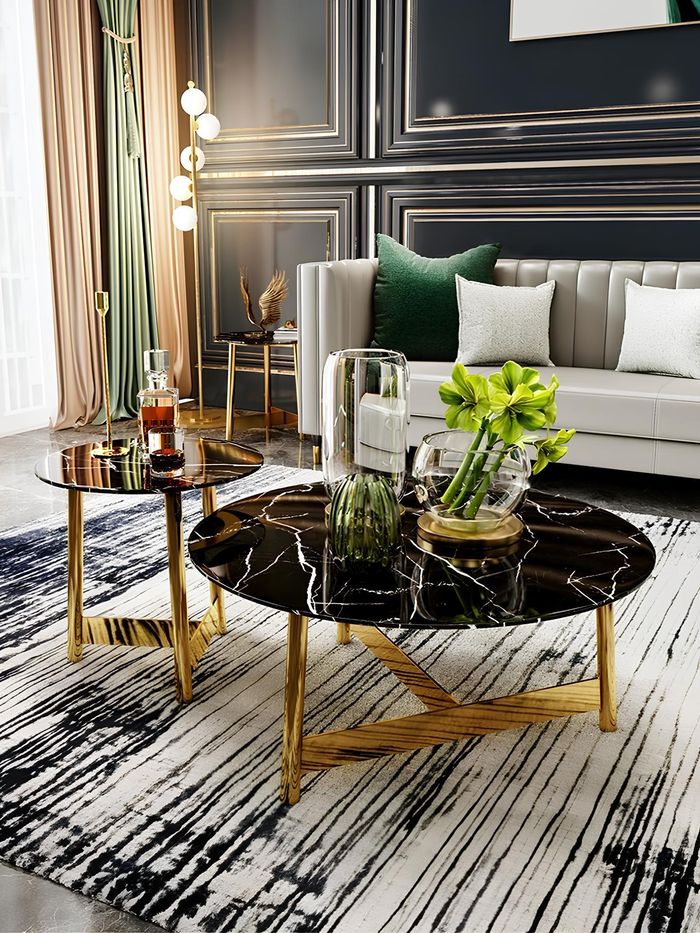 Couch Tisch Glas Sofa Rund Beistell Runde Tische Metall Italien Möbel Designer
