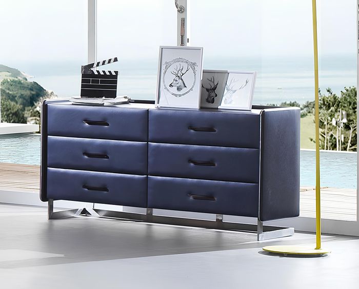 Edle Design Kommode Leder XXL Big Kommoden Luxus Schwarz Schrank Sideboard Neu