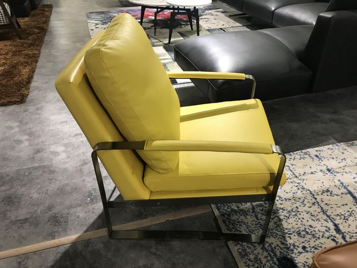 Sessel Design Couch Sofa Relax Gelb Leder Lounge Club Polster 1 Sitzer Luxus Neu