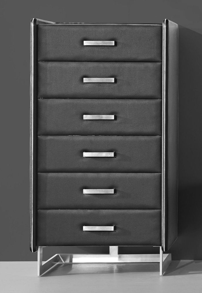 Edle Luxus gepolsterte Sideboard Schrank Kommode Weiß Leder Metall Kommoden Neu