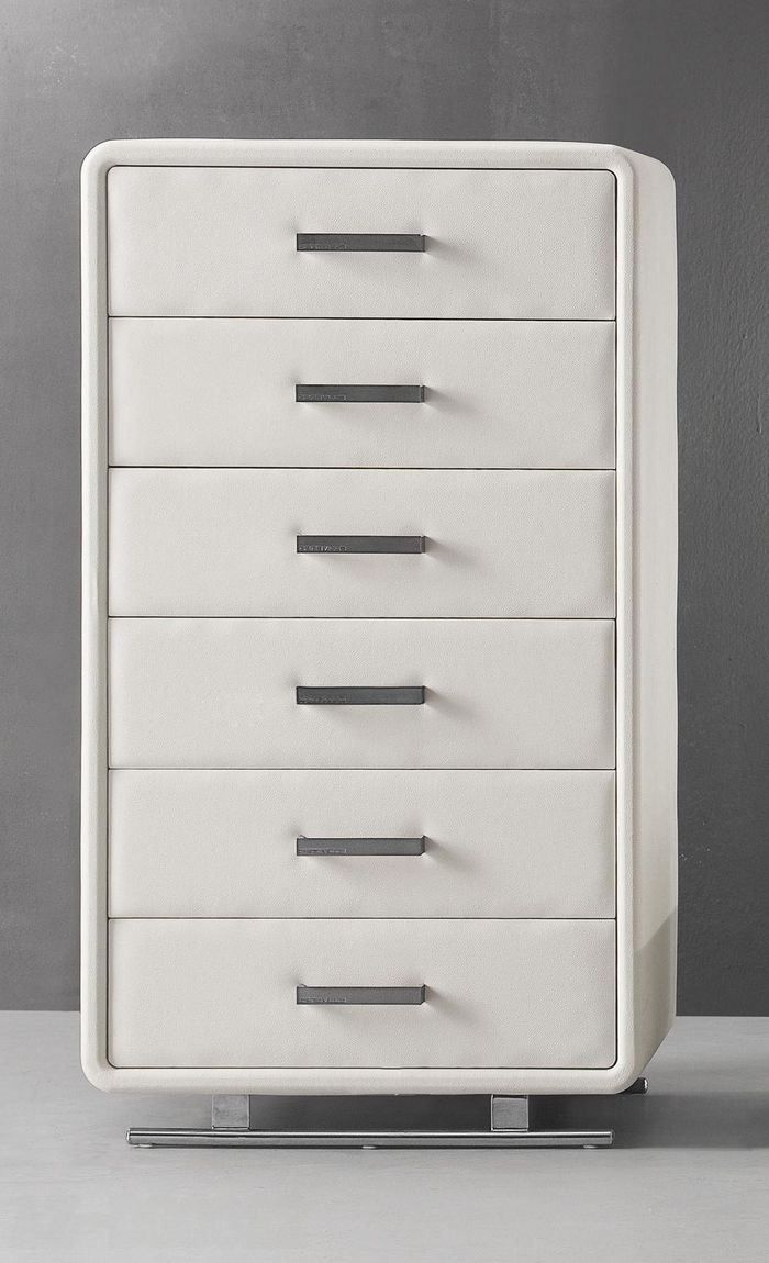 XXL Leder Hochschrank Sideboard Kommode 6 Schubladen Schränke Schrank Kommoden
