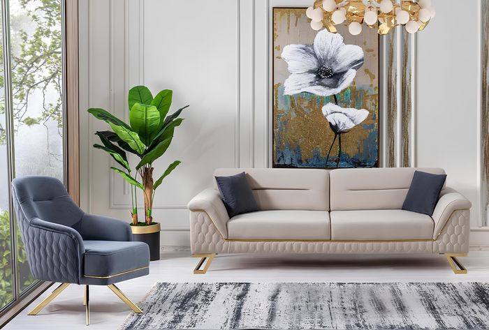 Wohnzimmer 3-Sitzer Designer Sessel Luxuriöse Polster Textil Garnitur