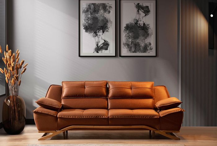 Dreisitzer Stoffsofa Couch Braun Sofa 3 Sitzer Polstersofa Modern