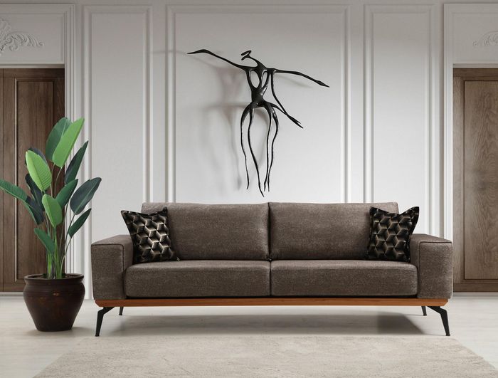 Couch Dreisitzer Stoffsofa Polstersofa Grau Sofa Modern Stoff 3 Sitzer