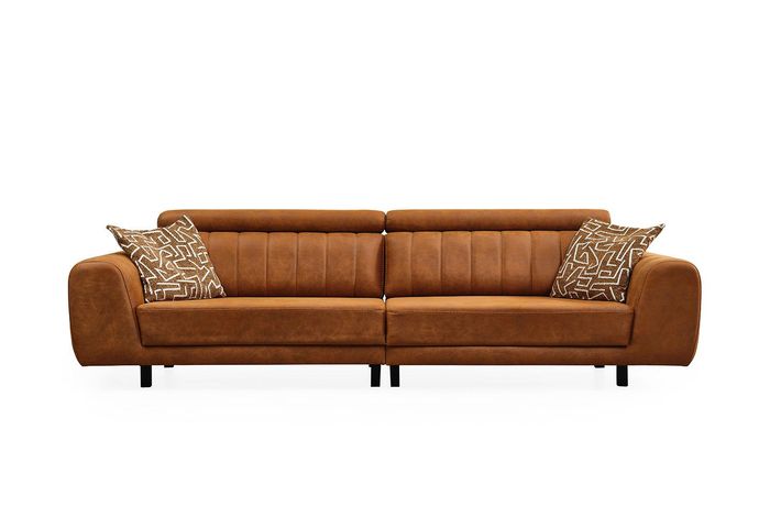 Luxus Viersitzer Couch Braun Kunstleder Sofa 4 Sitzer Polstersofa