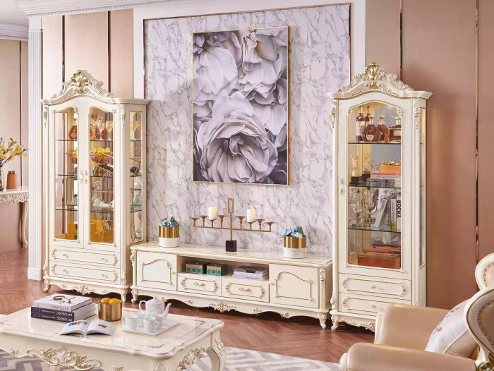 Wohnzimmer Set Luxus TV Staender 2x Vitrine 3tlg neu Innenbereich