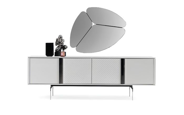 Wohnzimmer Spiegel Anrichte Schrank Edle Design Luxus neu Grau 2tlg