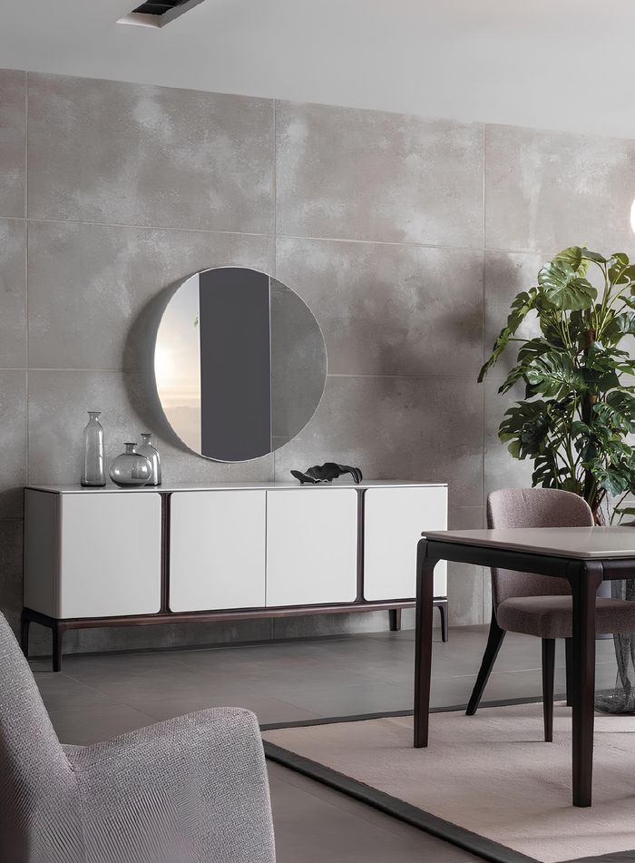 Wohnzimmer Anrichte Spiegel Luxus Gruppe Garnitur Set 2tlg neu grau