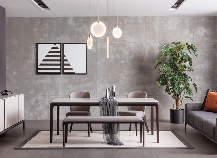 Esszimmer Esstisch Luxus Möbel Design Material Holz Moderner neu grau