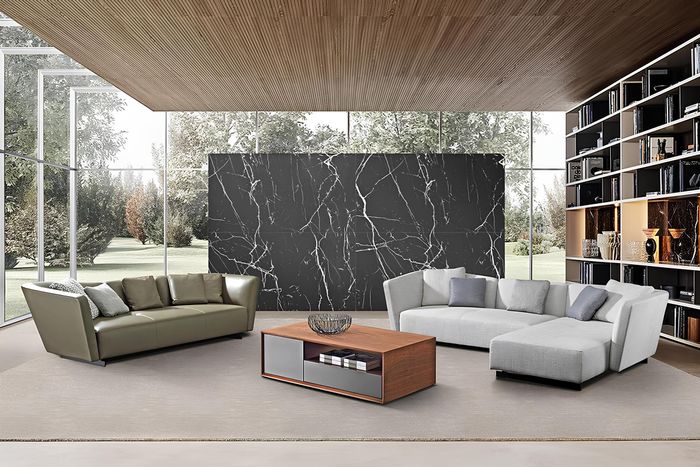 Ecksofa Sofa Couch Eckgarnitur + Dreisitzer 3er Couch Sofas Couchen Textil Leder