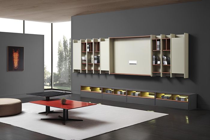 Design Wohnwand Schrank RTV Side Low Board Wohnzimmer Regal Garnitur Tisch 2x