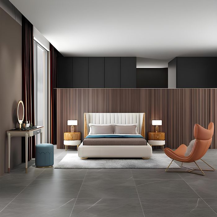 Bett Textil 2x Nachttisch 3 tlg. Schlafzimmer Set Möbel Modern Luxus Betten Neu