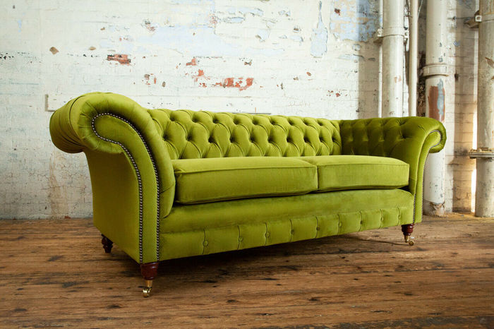 Chesterfield Couch Textil Couchen 100 Farben zur Auswahl Dreisitzer Ledersofa