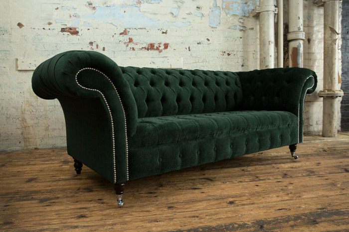 Chesterfield 3 Sitzer Design Sofa Couch Polster Sofas Couchen Textil dreisitzer
