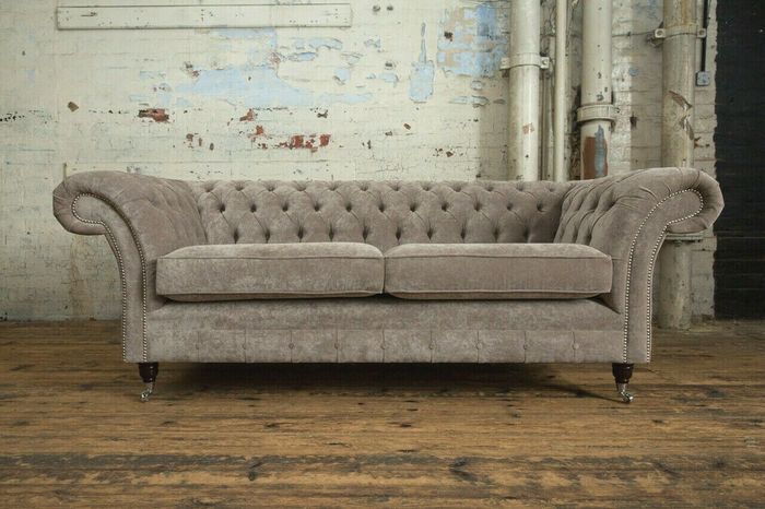 Original Chesterfield Sofa Polster Couch Webstoff Microfaser Sofas Couchen Neu