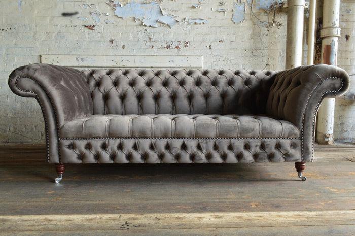 Chesterfield Original Sofa Polster Couch Microfaser Sofas Couchen Neu Webstoff