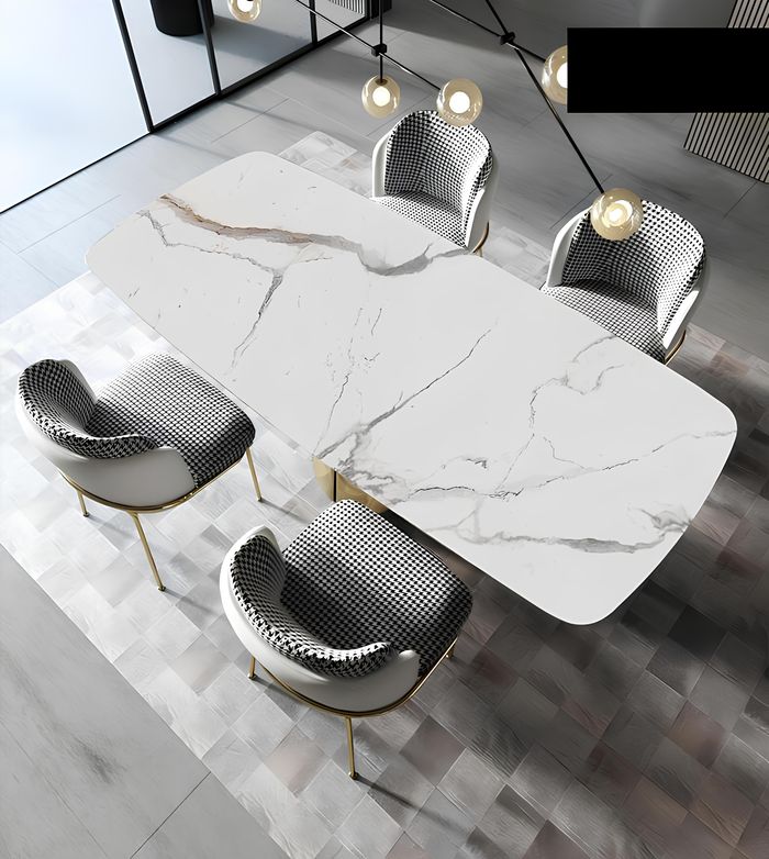 Marmor Esstisch 6x Stühle Komplettes Esszimmer Tisch Stuhl 7tlg. Garnitur Neu