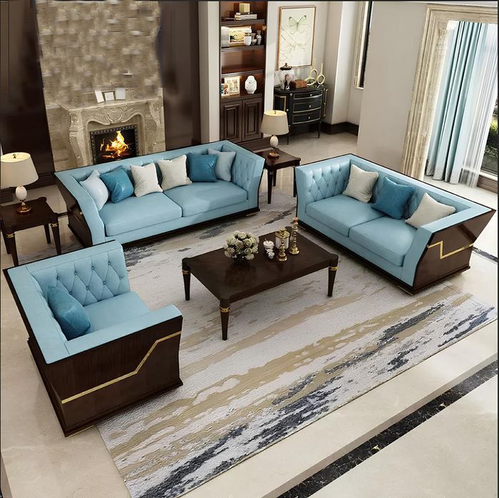Klassische Designer Garnitur Sofa Couch Set Polster Sitz Set 3+1 Sofas Stoff Neu