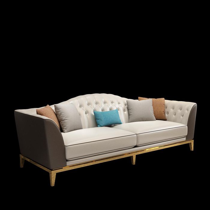 Chesterfield Edelstahl Leder Couch Polster Garnitur Sofa Wohnzimmer 3+2+2 Sitz
