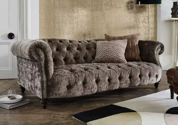 Chesterfield Sofa Couch Polster Stoff Leder Couchen Polster Garnitur 3 Sitzers