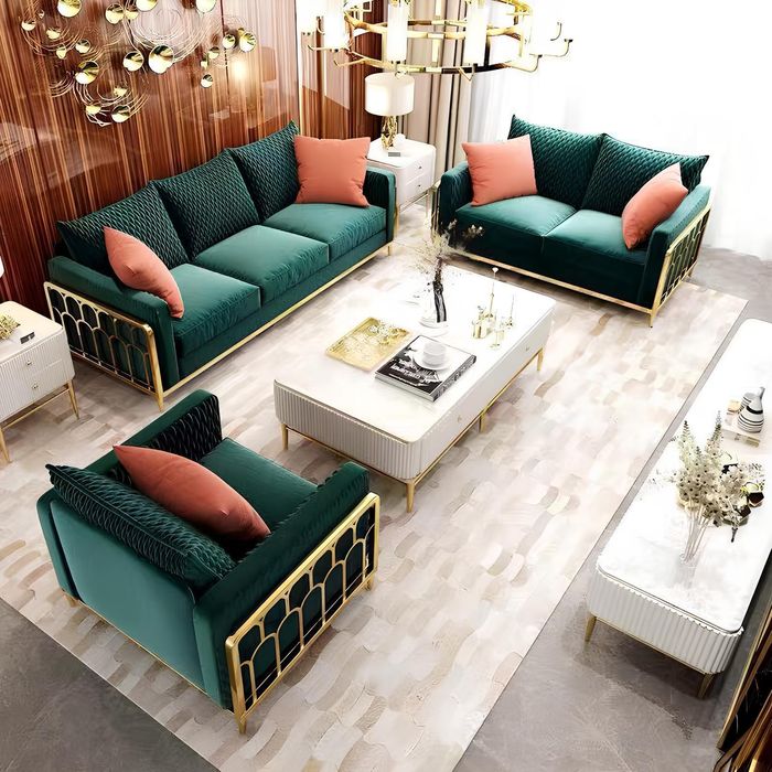 Velvet Samt Sofa Couch Polster Sitz Garnitur Design Wohn Zimmer Möbel Set 3+2