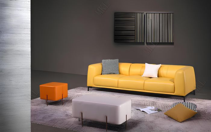 Dreisitzer Couch Polster Design Sofa Moderne 3er Sitz Sofas Zimmer Möbel Gelb