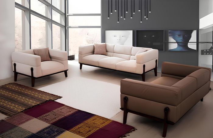 Sofagarnitur 3+2+1 Couch Polster Textil Sitz Polster Garnitur Stoff Design Sofas
