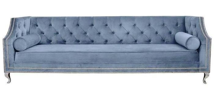 Design Dreisitzer Couch Polster Sofa Moderner 3er Sofas Zimmer Möbel Blaue Sitz