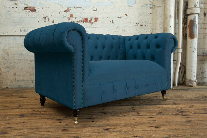 Design Polster Sitz Couch 2 Sitzer Garnitur Sofa Sofas Couchen Textil Stoff Grün